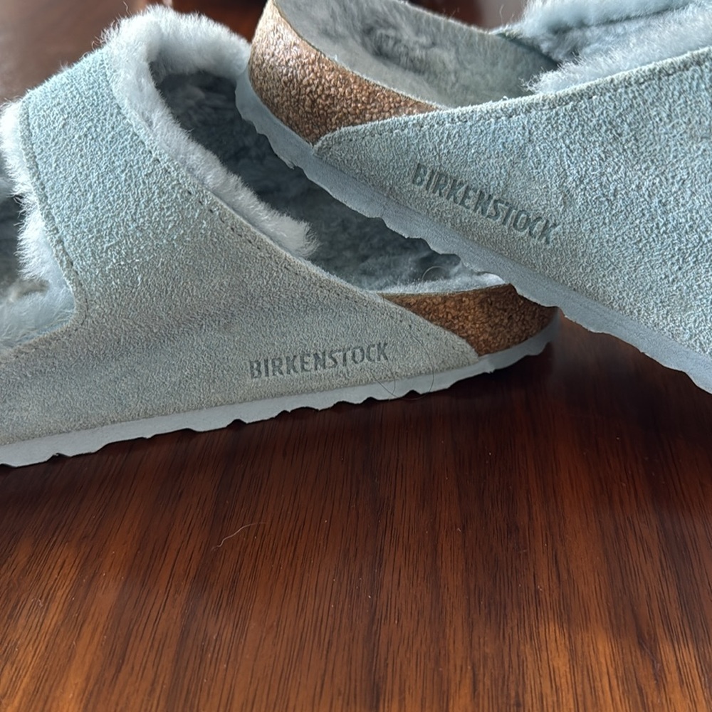 Birkenstock Arizona shearling suede leather light blue - Picture 3 of 7